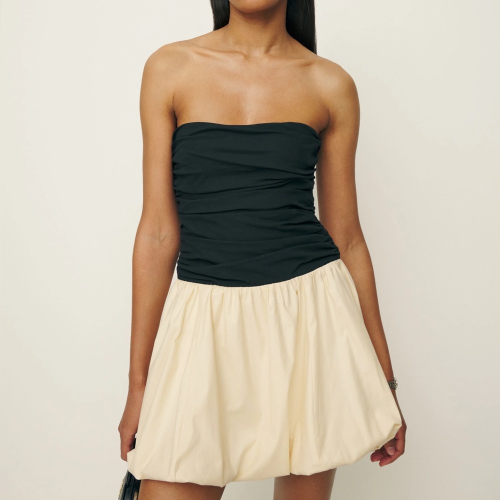 Reformation Clea Strapless Bubble Hem Dress - Defect